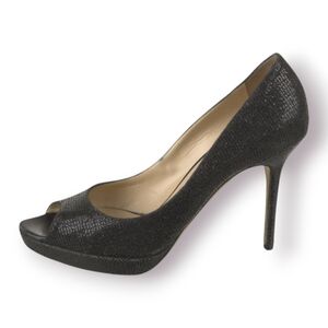 JIMMY CHOO Animal Print Glitter Accents Pumps Size: 7.5 4 inch Heels